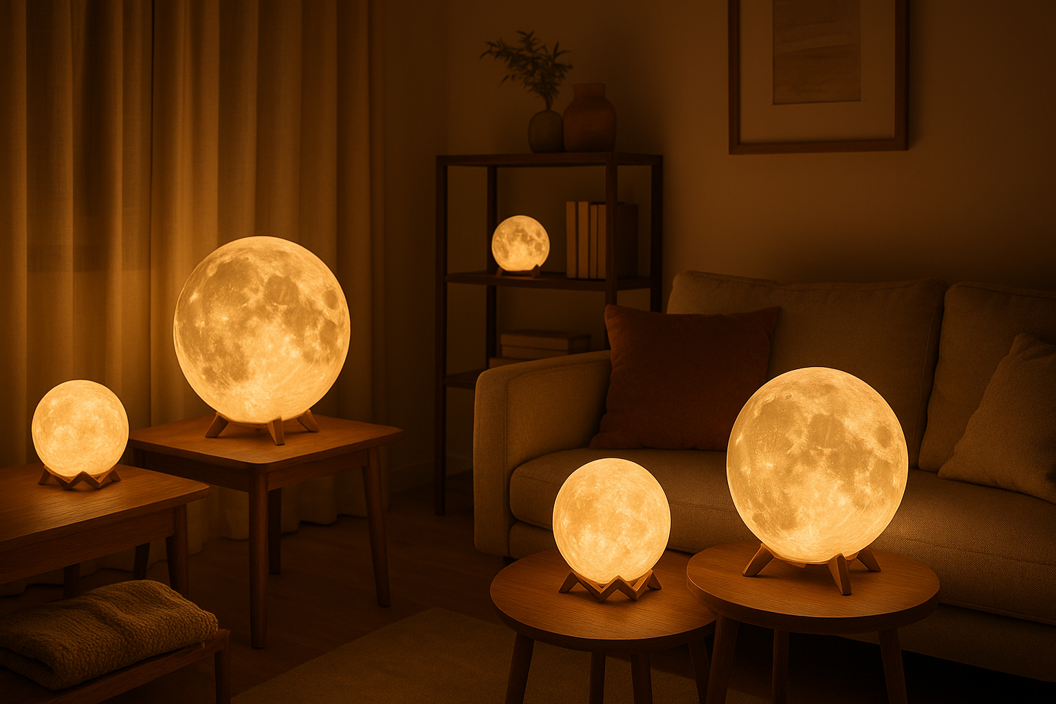 moon lamps in a living room